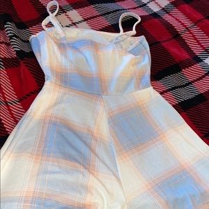 Rue 21 size small , light blue , light pink and white , plaid romper